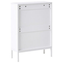 Wyld And Coco Novahome Shoe Storage Cabinet White Mdf 2 Pull-Down Compartments Fluted Front Slim Legs W60 X D24 X H85Cm - thumbnail 6