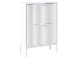 Wyld And Coco Novahome Shoe Storage Cabinet White Mdf 2 Pull-Down Compartments Fluted Front Slim Legs W60 X D24 X H85Cm - thumbnail 3