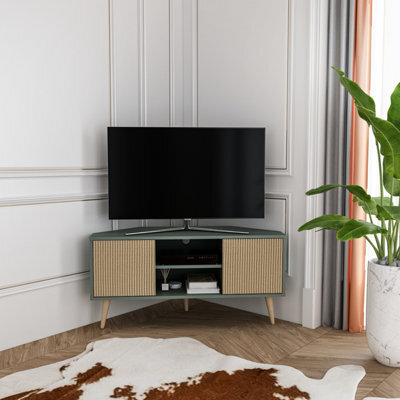 Decorotika Lesson Corner Tv Stand Tv Unit Tv Cabinet For Tvs Up To 55 Inch Silva & Hazeran - image 1