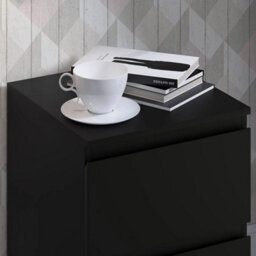 2 Drawer Bedside Modern Bedroom Furniture Matt Black - thumbnail 4
