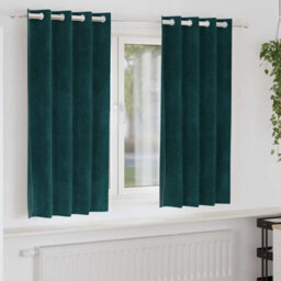Berkfield Blackout Curtains With Eyelets 2 Pcs Dark Green Velvet