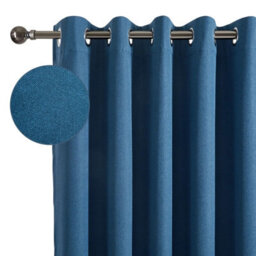 Ameha Blue Linen Blackout Eyelet Curtain Energy Efficient Thermal Insulated Window Curtain Pair 46X54'' For Bedroom Curtain - thumbnail 3