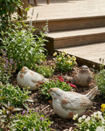 Beliani Set Of 3 Garden Figurines Anghiari Bird Beige - thumbnail 2