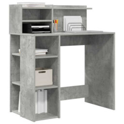 Berkfield Modern Desk With Storage Concrete Grey 90X48X101.5 Cm Engineered Wood - thumbnail 3