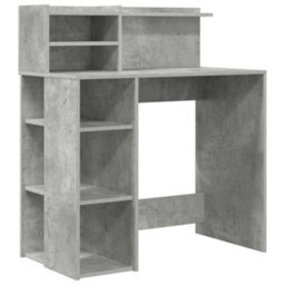 Berkfield Modern Desk With Storage Concrete Grey 90X48X101.5 Cm Engineered Wood - thumbnail 1