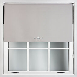 Furnished Blackout Roller Blinds With Triple Round Eyelets & Metal Fittings - Grey (W)65Cm (L)165Cm - thumbnail 1