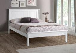 Save On Goods UK 5Ft King Size Pure White,wood,bed Frame Wooden Low Foot End,solid Panel Bed Frame.shaker Style - thumbnail 2