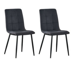 Set Of 2 Faux Suede Leather Dining Chairs Henri Black By Mcc Direct - thumbnail 3