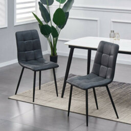 Set Of 2 Faux Suede Leather Dining Chairs Henri Black By Mcc Direct