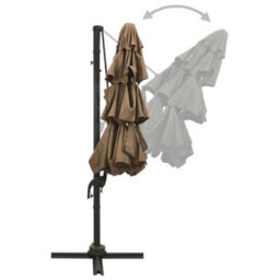 Berkfield 4-Tier Parasol With Aluminium Pole Taupe 3X3 M - thumbnail 5
