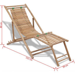 Walplus Outdoor Deck Chair With Footrest Bamboo - thumbnail 7