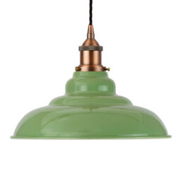 Mint Green St Edmund's Painted Dome Pendant Light With Matt Antique Copper Lamp Holder And Black Twisted Cable - Se Home - thumbnail 1