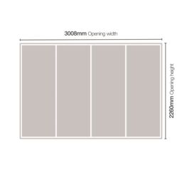 Spacepro Minimalist Mirror Panelled Non-Mirrored Matt Arctic White 4 Door Sliding Wardrobe Door Kit (H)2220mm (W)3008mm - thumbnail 4