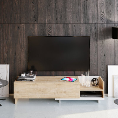 Decorotika Parion Tv Stand Tv Unit For Tvs Up To 47 Inch White And Sapphire Oak - image 1