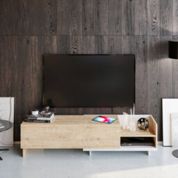 Decorotika Parion Tv Stand Tv Unit For Tvs Up To 47 Inch White And Sapphire Oak - thumbnail 1