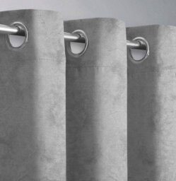 Velosso Cotton Ringtop Curtains With Ring Top, Ring Top Finish - Machine Cold Washable, Minimalist Design, Various Size Available - Silver