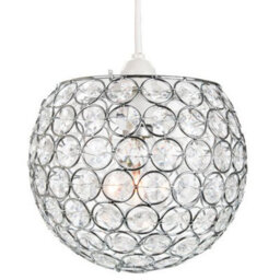 Happy Homewares Modern Round Globe Easy Fit Pendant Shade With Small Transparent Acrylic Beads - thumbnail 2