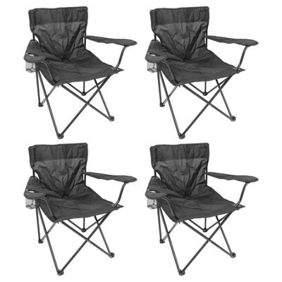 Harbour Housewares Folding Canvas Camping Chairs - Matt Black/black - Pack Of 4 - image 1