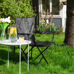 Harbour Housewares Folding Canvas Camping Chairs - Matt Black/black - Pack Of 4 - thumbnail 6