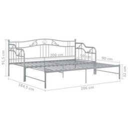 Vidaxl Pull-Out Sofa Bed Frame Without Mattress Grey Metal 90X200 Cm - thumbnail 3