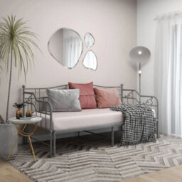 Vidaxl Pull-Out Sofa Bed Frame Without Mattress Grey Metal 90X200 Cm - thumbnail 2