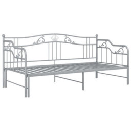 Vidaxl Pull-Out Sofa Bed Frame Without Mattress Grey Metal 90X200 Cm - thumbnail 5