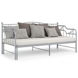 Vidaxl Pull-Out Sofa Bed Frame Without Mattress Grey Metal 90X200 Cm - thumbnail 4