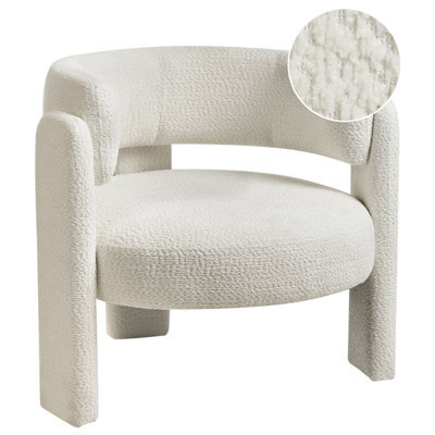 Beliani Armchair Burea Chenille Off-White - image 1