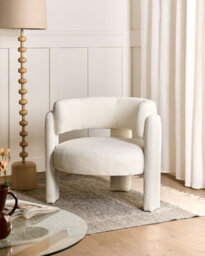 Beliani Armchair Burea Chenille Off-White - thumbnail 2