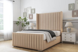 "Sloomy Marlborough Pebble Plush Bed Frame With Mattress With 50""  Upholstered Wingback Headboard 6' Super King" - thumbnail 2