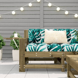 Berkfield Garden Armrest Sofa With Cushion Impregnated Wood Pine - thumbnail 3