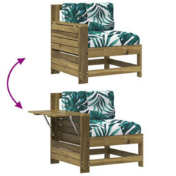 Berkfield Garden Armrest Sofa With Cushion Impregnated Wood Pine - thumbnail 7