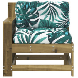 Berkfield Garden Armrest Sofa With Cushion Impregnated Wood Pine - thumbnail 4