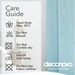 Deconovo Eyelet Thermal Insulated Curtains, Gold Wave Foil Printed Room Darkening Curtains, W46 X L90 Inch, Sky Blue, 1 Pair - thumbnail 9