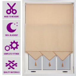 Furnished Luxury Triangle Edge Roller Blinds, Cut To Fit - Cappuccino (W)240Cm X (L)165Cm