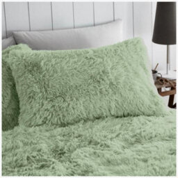 Gc Gaveno Cavailia Hug & Snug Teddy Fleece King Sage Green Duvet Cover With Matching Pillowcase Warm Super Soft & Cosy Bedding Set - thumbnail 2