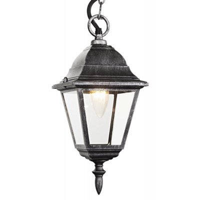 Happy Homewares Black/silver Cast Aluminium Ip44 Outdoor Hanging Lantern - image 1