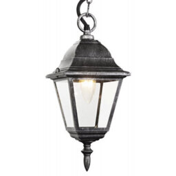 Happy Homewares Black/silver Cast Aluminium Ip44 Outdoor Hanging Lantern - thumbnail 1