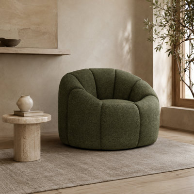 Where Saints Go Ltd Armchair Morrissey Accent Chair Basil Green Boucle Swivel Lounge Chair By Where Saints Go - image 1