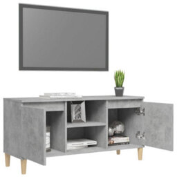 Berkfield Sturdy Tv Cabinet With Solid Wood Legs Concrete Grey 103.5X35X50 Cm - thumbnail 4