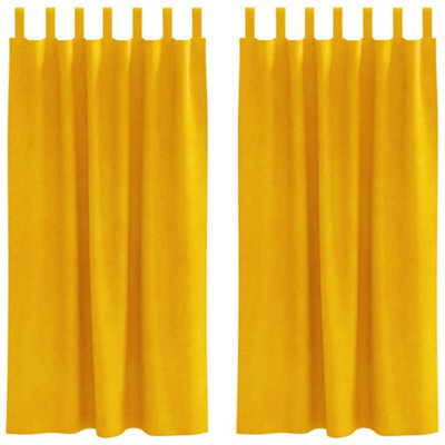 Berkfield Modern Blackout Curtains With Hanging Loops 2 Pcs Mustard Yellow Velvet