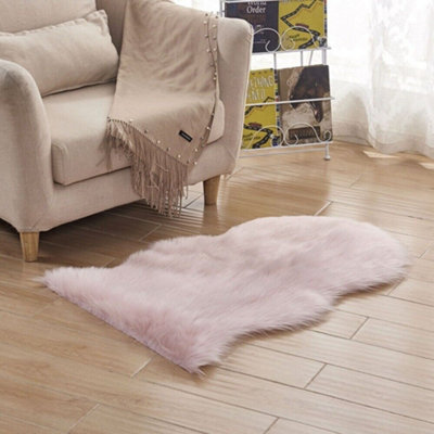 Pink Faux Sheepskin Rug - Super Soft Fluffy Floor Mat For Bedroom & Living Room (40X60Cm) - image 1
