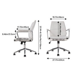 Living And Home Swivel & Height White Chenille Adjustable Office Chair - thumbnail 5