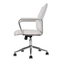Living And Home Swivel & Height White Chenille Adjustable Office Chair - thumbnail 3