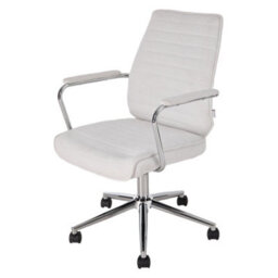 Living And Home Swivel & Height White Chenille Adjustable Office Chair