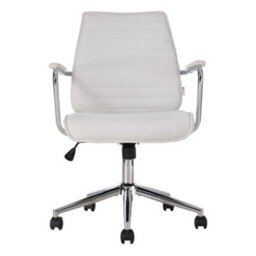 Living And Home Swivel & Height White Chenille Adjustable Office Chair - thumbnail 2
