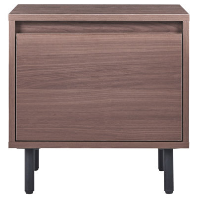 Wyld And Coco Urbannest Bedside Table Dark Brown With 1 Drawer And Black Metal Legs - W45 X D40 X H45Cm - image 1