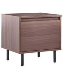 Wyld And Coco Urbannest Bedside Table Dark Brown With 1 Drawer And Black Metal Legs - W45 X D40 X H45Cm - thumbnail 3