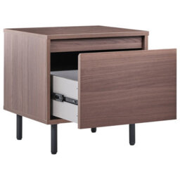 Wyld And Coco Urbannest Bedside Table Dark Brown With 1 Drawer And Black Metal Legs - W45 X D40 X H45Cm - thumbnail 5