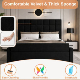 Luxury Derwent Tv Bed With 54 Inch Headboard, Dark Grey - thumbnail 8